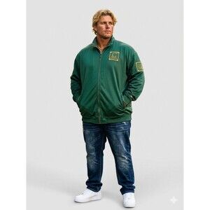 COOGI Track Jacket 6XL Forest Green Gold Embroidery Full Zip Polyester Mens